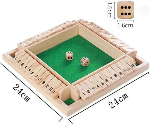 Shut The Box Game 12 Numbers, Shut The Box Dice Game Wooden Board Table Close The Box 2-4 Player 2 Dices Classics Close The Box Board Game for Adults Kids, Family Classroom Home or Bar in Saudi Arabia