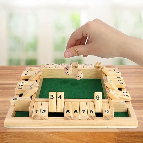 Shut The Box Game 12 Numbers, Shut The Box Dice Game Wooden Board Table Close The Box 2-4 Player 2 Dices Classics Close The Box Board Game for Adults Kids, Family Classroom Home or Bar in Saudi Arabia