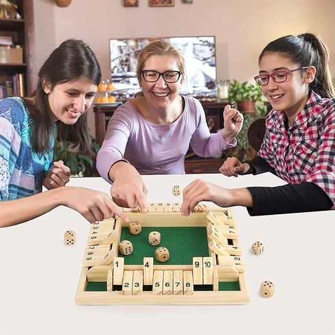 Shut The Box Game 12 Numbers, Shut The Box Dice Game Wooden Board Table Close The Box 2-4 Player 2 Dices Classics Close The Box Board Game for Adults Kids, Family Classroom Home or Bar in Saudi Arabia