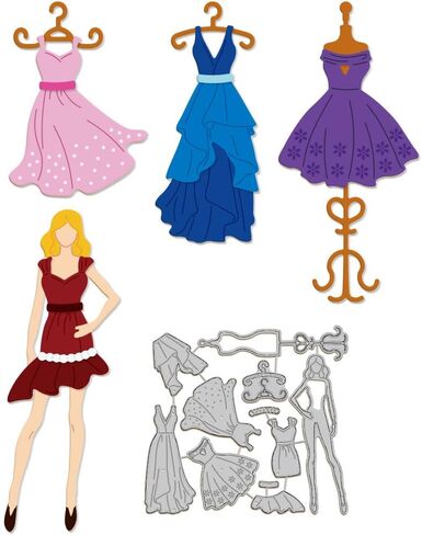 GLOBLELAND Lady Dress Hanger Skirt Cutting Dies for DIY Scrapbooking Metal Princess Dress Die Cuts Embossing Stencils Template for Paper Card Making Decoration Album in Saudi Arabia