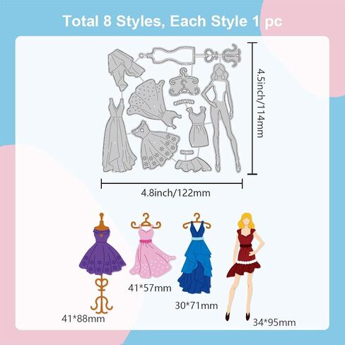 GLOBLELAND Lady Dress Hanger Skirt Cutting Dies for DIY Scrapbooking Metal Princess Dress Die Cuts Embossing Stencils Template for Paper Card Making Decoration Album in Saudi Arabia