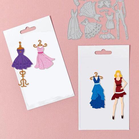 GLOBLELAND Lady Dress Hanger Skirt Cutting Dies for DIY Scrapbooking Metal Princess Dress Die Cuts Embossing Stencils Template for Paper Card Making Decoration Album in Saudi Arabia