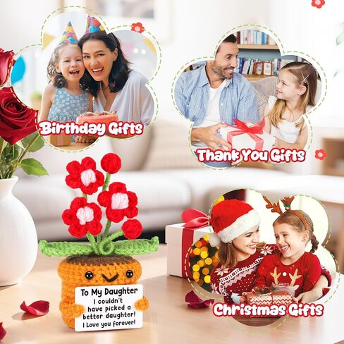 Mimi Gifts Birthday Gift, Birthday Grandparents Day Mimi Gifts for Grandma from Granddaughter Grandson Grandchildren Grandkids Christmas Handmade Crochet Flower I Love You Home Desk Decoration in Saudi Arabia