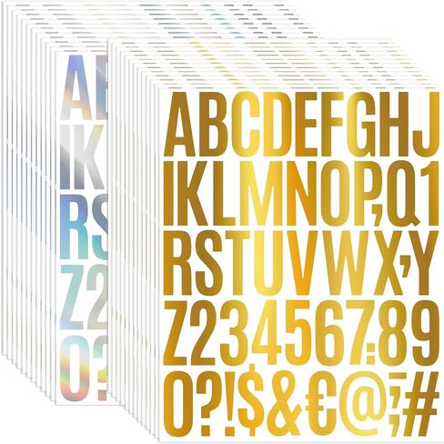 1200 Pieces 24 Sheets Letter Stickers 2 Inch Self Adhesive Capital Alphabet Numbers Sticker Letters Large Stick on Vinyl Decals for Crafts Home Classroom Decor Office Business Mailbox Gold and Silver in Saudi Arabia