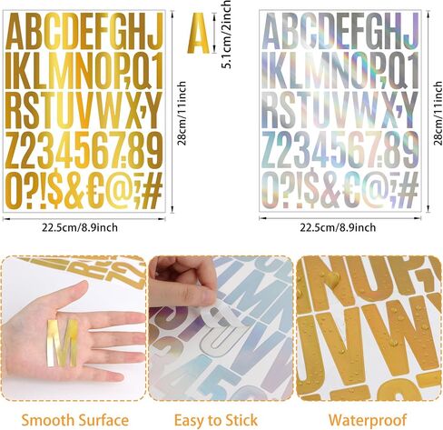 1200 Pieces 24 Sheets Letter Stickers 2 Inch Self Adhesive Capital Alphabet Numbers Sticker Letters Large Stick on Vinyl Decals for Crafts Home Classroom Decor Office Business Mailbox Gold and Silver in Saudi Arabia