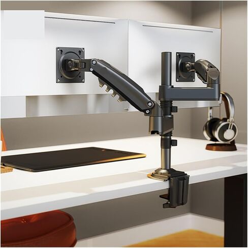 Computer Monitor Dual Screen Bracket Upper and Lower Screen Notebook with Column Lifting Desktop Desktop Base 9KG Load-Bearing(Black) in Saudi Arabia