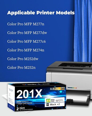 201x استبدال خرطوشة الحبر الأسود لـ HP 201a 201x CF400X CF400A العائد العالي للألوان Pro M252DW ، M252N ؛ Color Pro MFP M277C6 ، M277DW ، M277N M274N Ink (2 Pack) in Saudi Arabia