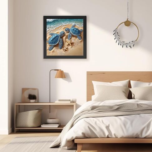 TOSTOG Turtle Diamond Art Kits for Adults, DIY Starfish Diamond Paintings Kits for Adults Beginner, Full Drill Beach Diamond Paintings Kit, Cute Turtles Gem Painting Wall Art Decoration 12 * 12 Inch. in Saudi Arabia