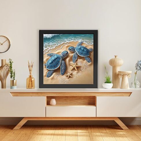 TOSTOG Turtle Diamond Art Kits for Adults, DIY Starfish Diamond Paintings Kits for Adults Beginner, Full Drill Beach Diamond Paintings Kit, Cute Turtles Gem Painting Wall Art Decoration 12 * 12 Inch. in Saudi Arabia