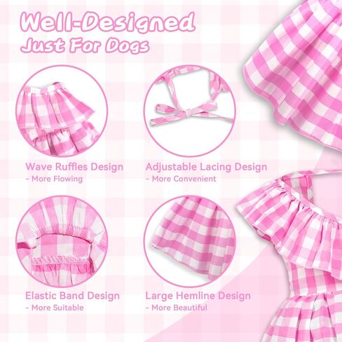 فستان الكلاب ، فساتين صيفية للكلاب مع الدانتيل ، فستان حفلة الكلاب مع مطبوعات جميلة للكلاب الصغيرة (الأزرق البحري ، XL) in Kuwait