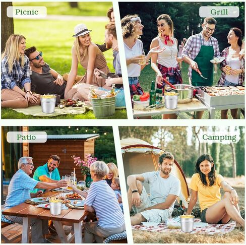 Citronella Candles Outdoor Large, 17oz x 2 Pack 3-Wicks Soy Wax Lemongrass Bucket Candles Set, 200 Hours Burn Time Candles for Garden Home Patio Yard Balcony Camping BBQ Decorative in Kuwait