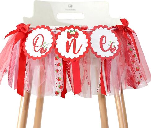 Strawberry 1st Birthday High Chair Banner - Berry Sweet Party Strawberry Girl First Birthday Decorations,Strawberry One Banner,Girls First Birthday (Strawberry Banner) in Saudi Arabia