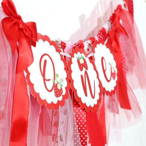 Strawberry 1st Birthday High Chair Banner - Berry Sweet Party Strawberry Girl First Birthday Decorations,Strawberry One Banner,Girls First Birthday (Strawberry Banner) in Saudi Arabia