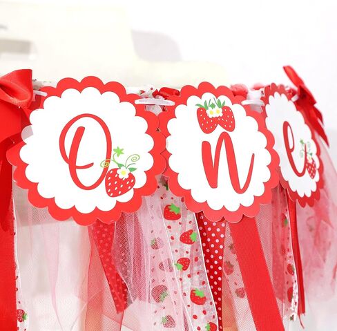 Strawberry 1st Birthday High Chair Banner - Berry Sweet Party Strawberry Girl First Birthday Decorations,Strawberry One Banner,Girls First Birthday (Strawberry Banner) in Saudi Arabia