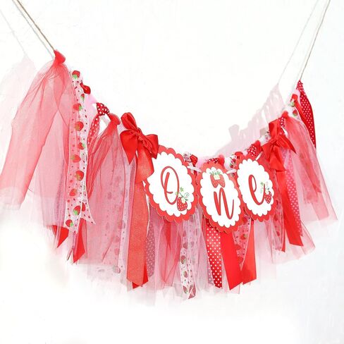 Strawberry 1st Birthday High Chair Banner - Berry Sweet Party Strawberry Girl First Birthday Decorations,Strawberry One Banner,Girls First Birthday (Strawberry Banner) in Saudi Arabia