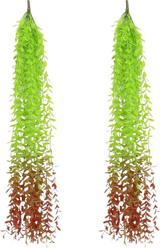 5pcs Artificial Hanging Plants, Fake Hanging Plants, Artificial Willow Leaf and Vine Greenery for Wall House Room Indoor Outdoor Decor, Red Tail, 3.3ft (No Basket) in Kuwait