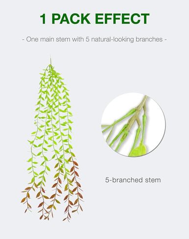 5pcs Artificial Hanging Plants, Fake Hanging Plants, Artificial Willow Leaf and Vine Greenery for Wall House Room Indoor Outdoor Decor, Red Tail, 3.3ft (No Basket) in Kuwait