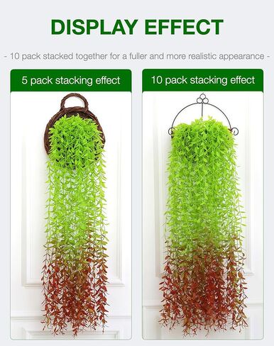 5pcs Artificial Hanging Plants, Fake Hanging Plants, Artificial Willow Leaf and Vine Greenery for Wall House Room Indoor Outdoor Decor, Red Tail, 3.3ft (No Basket) in Kuwait