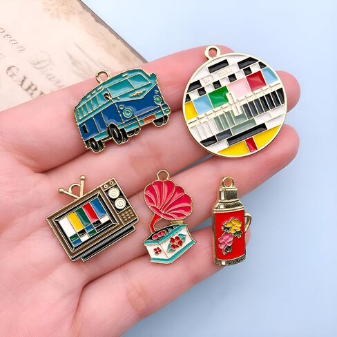 Youdiyla 50pcs Alloy enamel red wine bottle series Pendant Jewelry Making DIY Keychain Earrings Pendant Various Design Charms for Jewelry Making Bracelets Necklace (SN547) in Kuwait