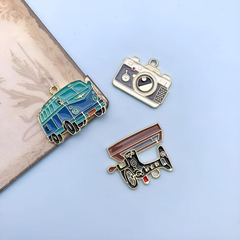 Youdiyla 50pcs Alloy enamel red wine bottle series Pendant Jewelry Making DIY Keychain Earrings Pendant Various Design Charms for Jewelry Making Bracelets Necklace (SN547) in Kuwait