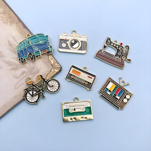 Youdiyla 50pcs Alloy enamel red wine bottle series Pendant Jewelry Making DIY Keychain Earrings Pendant Various Design Charms for Jewelry Making Bracelets Necklace (SN547) in Kuwait