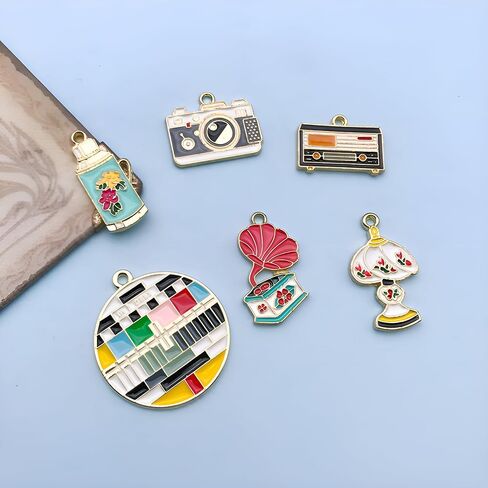 Youdiyla 50pcs Alloy enamel red wine bottle series Pendant Jewelry Making DIY Keychain Earrings Pendant Various Design Charms for Jewelry Making Bracelets Necklace (SN547) in Kuwait