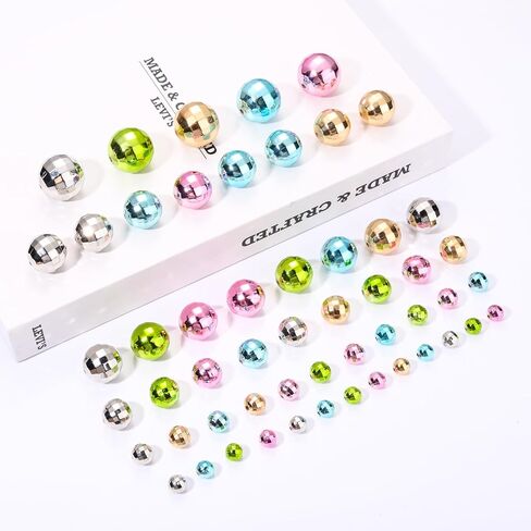 100PCS Disco Ball Beads for Jewelry Making, Reflective Mirrorball Charms for Bracelet Necklace Earrings Making DIY Crafts, 70s 80s Costume Accessories Outfits (100PCS Mixed (5 Sizes)) in Saudi Arabia