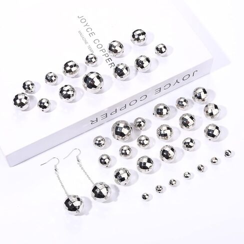 100PCS Disco Ball Beads for Jewelry Making, Reflective Mirrorball Charms for Bracelet Necklace Earrings Making DIY Crafts, 70s 80s Costume Accessories Outfits (100PCS Mixed (5 Sizes)) in Saudi Arabia