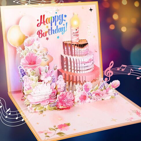 3D Popup Happy Birthday Card | Musical Lights Up Greeting Cards | Blow Out the Candle| Candle Cake Pop Up Card | Plays Happy Birthday Song | Perfect for Women, Men, Kids & Loved Ones in Saudi Arabia