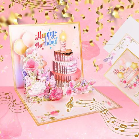 3D Popup Happy Birthday Card | Musical Lights Up Greeting Cards | Blow Out the Candle| Candle Cake Pop Up Card | Plays Happy Birthday Song | Perfect for Women, Men, Kids & Loved Ones in Saudi Arabia