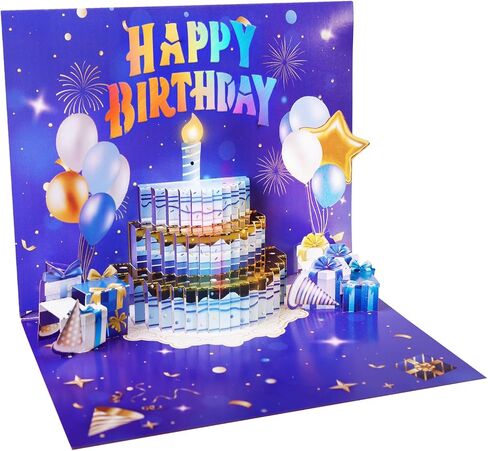 3D POPUP بطاقة عيد ميلاد سعيد | يضيء الموسيقي بطاقات المعايدة | تفجير الشمعة | Candle Cake POP POP CARD | يلعب أغنية عيد ميلاد سعيد | مثالي للنساء والرجال والأطفال والأحباء in Saudi Arabia