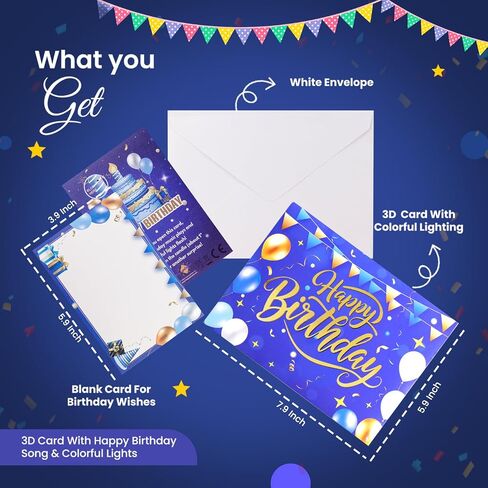 3D POPUP بطاقة عيد ميلاد سعيد | يضيء الموسيقي بطاقات المعايدة | تفجير الشمعة | Candle Cake POP POP CARD | يلعب أغنية عيد ميلاد سعيد | مثالي للنساء والرجال والأطفال والأحباء in Saudi Arabia