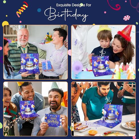 3D POPUP بطاقة عيد ميلاد سعيد | يضيء الموسيقي بطاقات المعايدة | تفجير الشمعة | Candle Cake POP POP CARD | يلعب أغنية عيد ميلاد سعيد | مثالي للنساء والرجال والأطفال والأحباء in Saudi Arabia
