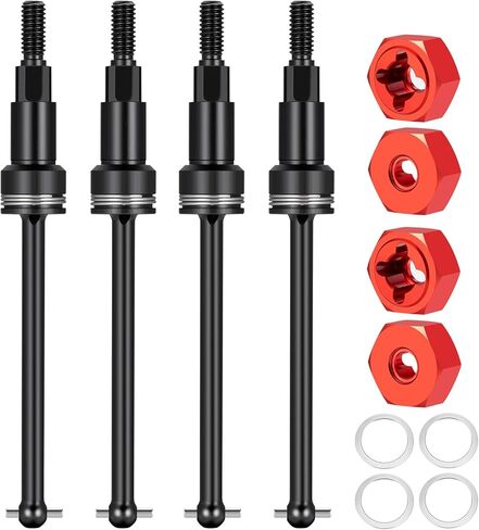 Steel CVD Drive Shaft Front and Rear CVD Driveshaft Wheel Hex Adater Set for Arrma 1/18 Granite Grom Typhon Grom Mega 380 Upgrade Parts (Black) in Saudi Arabia