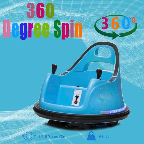 12V Electric Kids Car Ride On Bumpin Bumper Car for Boys and Girls, Electric Bumper Car Toy Gifts W/Parent Remote Control, 360° Spin, Music and Bright LED Lights, Dark Blue in Saudi Arabia