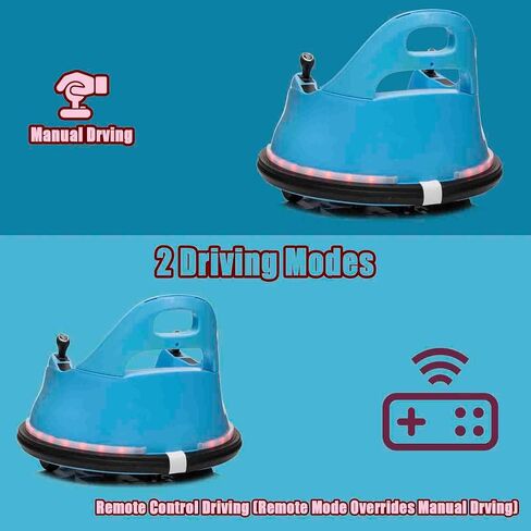 12V Electric Kids Car Ride On Bumpin Bumper Car for Boys and Girls, Electric Bumper Car Toy Gifts W/Parent Remote Control, 360° Spin, Music and Bright LED Lights, Dark Blue in Saudi Arabia