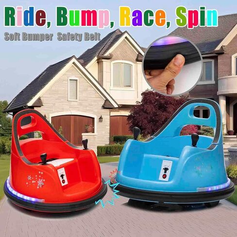 12V Electric Kids Car Ride On Bumpin Bumper Car for Boys and Girls, Electric Bumper Car Toy Gifts W/Parent Remote Control, 360° Spin, Music and Bright LED Lights, Dark Blue in Saudi Arabia