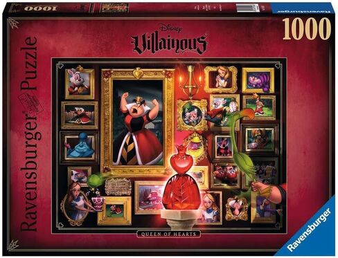 Ravensburger Disney Villainous:Queen of Hearts and Figurine 1000 Piece Jigsaw Puzzle for Adults - 12001111 - Handcrafted Tooling, Made in Germany, Every Piece Fits Together Perfectly in Saudi Arabia