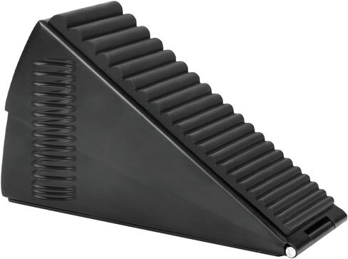Heavy Duty Door Stoppers, Large Non-Slip Rubber Door Stopper Wedge, Stainless Steel Black Tall Door Stoppers for Bottom of Door, 3 Inch High Adjustable Spring Door Stop Suits Any Heavy Door Gap (1Pcs) in Saudi Arabia