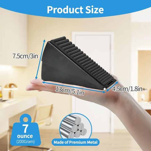 Heavy Duty Door Stoppers, Large Non-Slip Rubber Door Stopper Wedge, Stainless Steel Black Tall Door Stoppers for Bottom of Door, 3 Inch High Adjustable Spring Door Stop Suits Any Heavy Door Gap (1Pcs) in Saudi Arabia