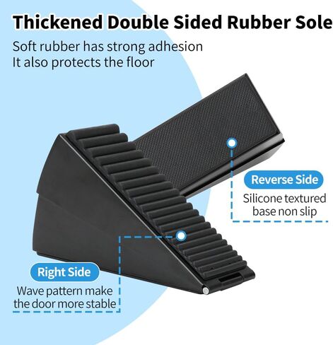 Heavy Duty Door Stoppers, Large Non-Slip Rubber Door Stopper Wedge, Stainless Steel Black Tall Door Stoppers for Bottom of Door, 3 Inch High Adjustable Spring Door Stop Suits Any Heavy Door Gap (1Pcs) in Saudi Arabia