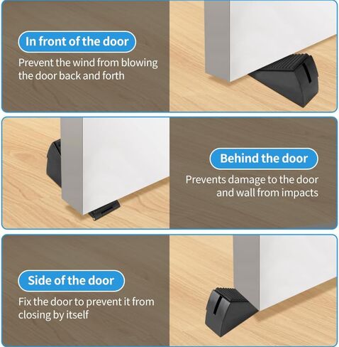 Heavy Duty Door Stoppers, Large Non-Slip Rubber Door Stopper Wedge, Stainless Steel Black Tall Door Stoppers for Bottom of Door, 3 Inch High Adjustable Spring Door Stop Suits Any Heavy Door Gap (1Pcs) in Saudi Arabia