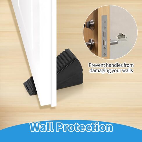 Heavy Duty Door Stoppers, Large Non-Slip Rubber Door Stopper Wedge, Stainless Steel Black Tall Door Stoppers for Bottom of Door, 3 Inch High Adjustable Spring Door Stop Suits Any Heavy Door Gap (1Pcs) in Saudi Arabia