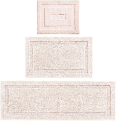 mDesign Microfiber Soft Polyester Bathroom Rugs for Indoor Bath, Tub, Shower Floor Water Absorbent, Machine Washable, Non-Slip Rectangular Bath Carpets Mats, Hydra Collection, 3 Pieces - Teal Blue in Saudi Arabia