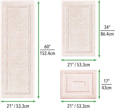 mDesign Microfiber Soft Polyester Bathroom Rugs for Indoor Bath, Tub, Shower Floor Water Absorbent, Machine Washable, Non-Slip Rectangular Bath Carpets Mats, Hydra Collection, 3 Pieces - Teal Blue in Saudi Arabia