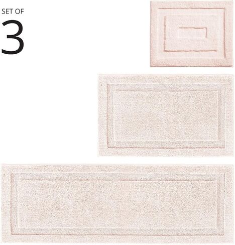 mDesign Microfiber Soft Polyester Bathroom Rugs for Indoor Bath, Tub, Shower Floor Water Absorbent, Machine Washable, Non-Slip Rectangular Bath Carpets Mats, Hydra Collection, 3 Pieces - Teal Blue in Saudi Arabia