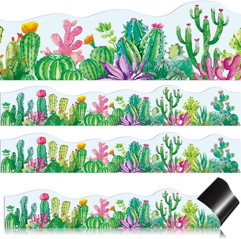 12 PCS Cactus الحدود المغناطيسية للألوان المائية لوحة الحدود الحدود شرائح الصبار تقليم ديكورات Boardin Board للعودة إلى المدرسة الفصول الدراسية Decoration in Saudi Arabia