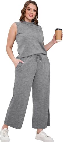 SAMPEEL Lounge Sets for Women 2 Piece 2024 Summer Casual Travel Ladies Loungewear Set Business Casual Outfits Work Mock Neck Tops Sweat Set Royal Blue in Kuwait