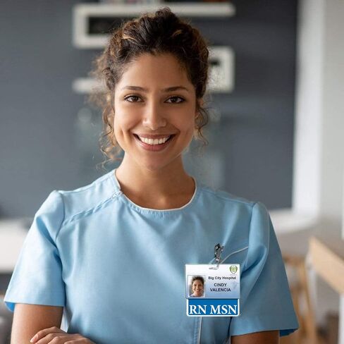 RN MSN BADGE Buddy - شارة أفقية للخدمة الشاقة لأرصاق Masters of Science في درجة التمريض - بطاقات الإثبات المتساقطة والدموع - 2 من جانب الولايات المتحدة الأمريكية المطبوعة معرف العلامة العلامة من قبل المعرف المتخصص (الأزرق) in Saudi Arabia