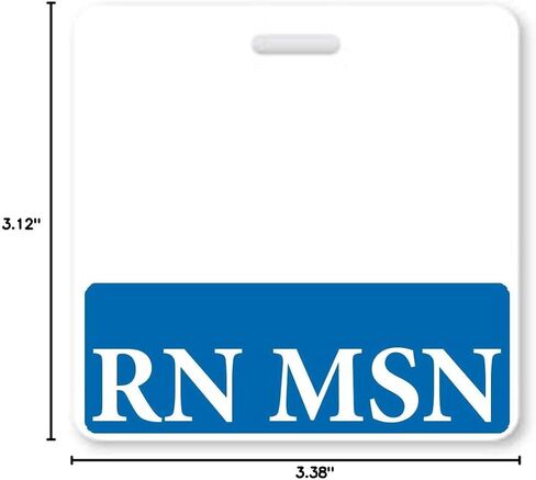 RN MSN BADGE Buddy - شارة أفقية للخدمة الشاقة لأرصاق Masters of Science في درجة التمريض - بطاقات الإثبات المتساقطة والدموع - 2 من جانب الولايات المتحدة الأمريكية المطبوعة معرف العلامة العلامة من قبل المعرف المتخصص (الأزرق) in Saudi Arabia